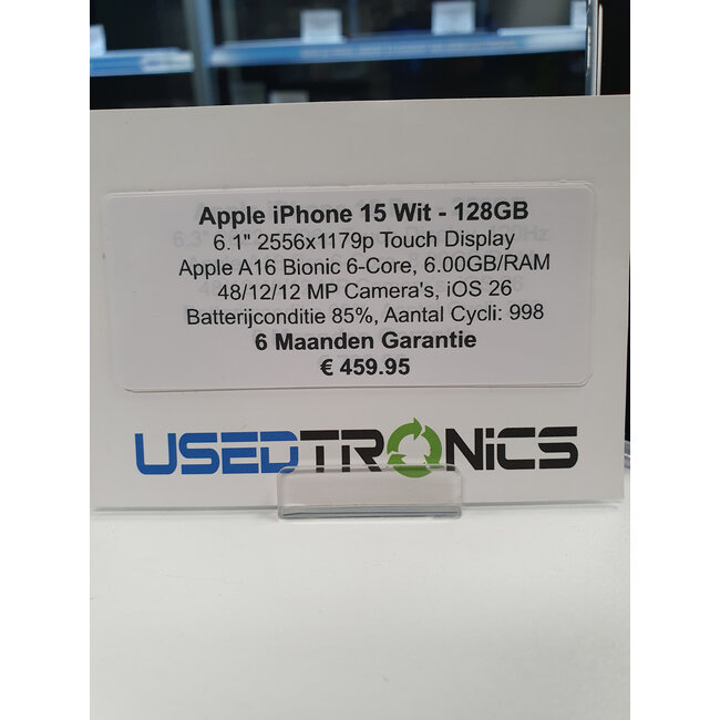 Apple Apple Phone 15 128GB Wit (12214) Batterijconditie 85%