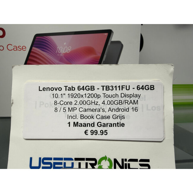 Lenovo Lenovo Tab 64GB - TB311FU - 64GB (12300) Incl. Book Case Grijs