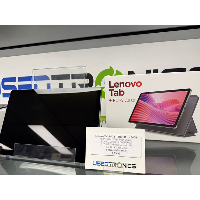 Lenovo Lenovo Tab 64GB - TB311FU - 64GB (12300) Incl. Book Case Grijs