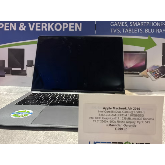 Apple Apple Macbook Air 2019 (12348) Intel Core i5 | 8GB/RAM | 128GB/SSD | Aantal Cycli 543