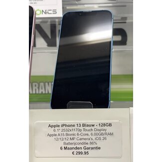 Apple iPhone 13 Blauw - 128GB (12643) Batterijconditie 86%
