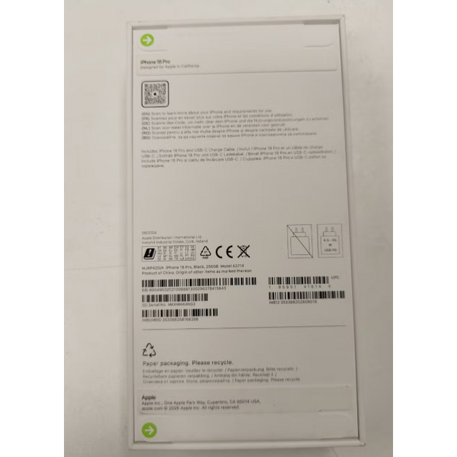 Apple iPhone 18 Pro Zwart | Nieuw Geseald In Doos (13585) 1 Jaar Apple Garantie