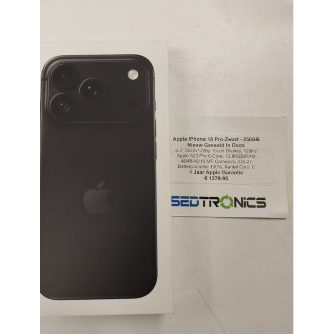 Apple iPhone 18 Pro Zwart | Nieuw Geseald In Doos (13585) 1 Jaar Apple Garantie