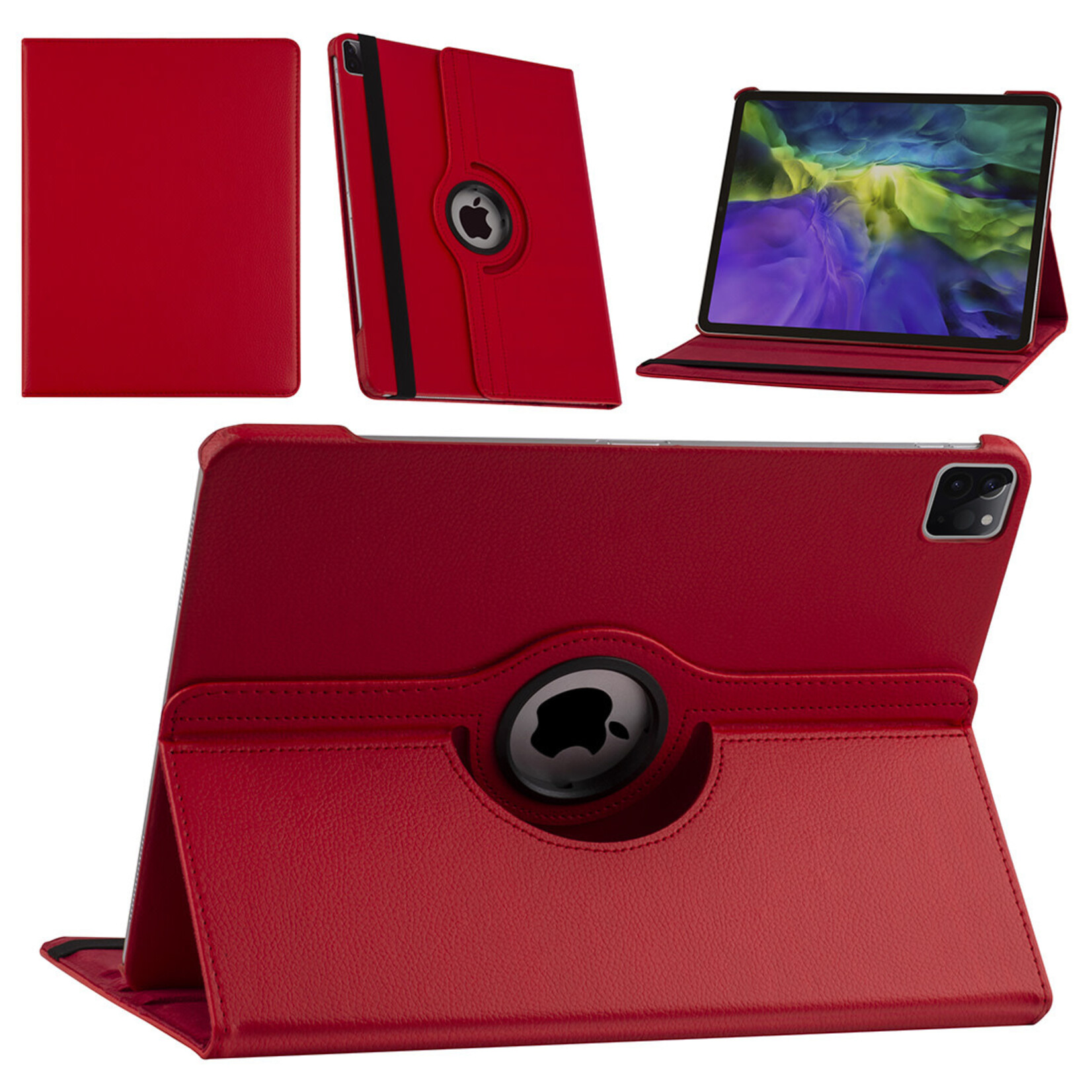Apple iPad Pro 12.9 (2021) Book Case Tablethoes - Rood - 360 Graden Draaibaar