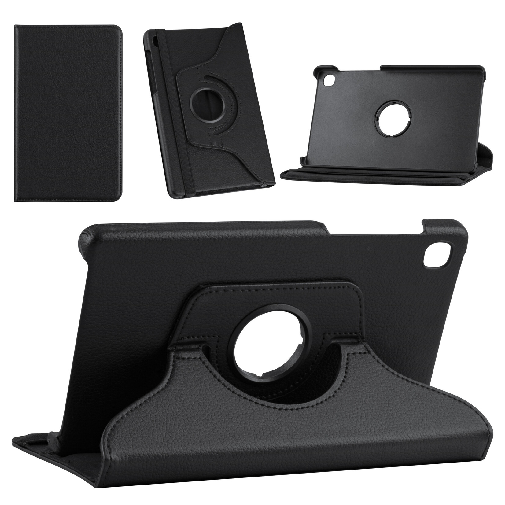 Zwart Tablethoesje voor Samsung Tab A7 Lite 8.7 (2021) - Book Case - (T220-T225) - 360 graden draaibaar
