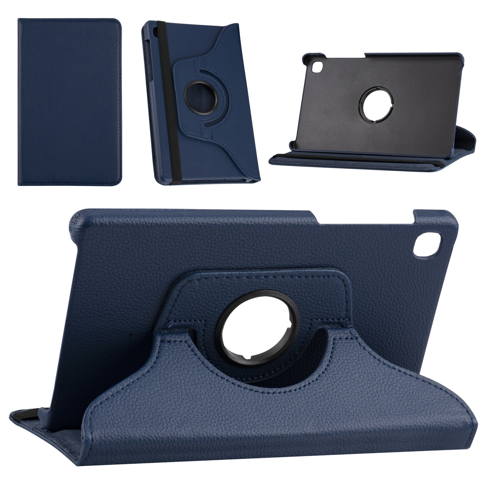 DonkerBlauw Tablethoesje voor Samsung Tab A7 Lite 8.7 (2021) - Book Case - (T220-T225) - 360 graden draaibaar