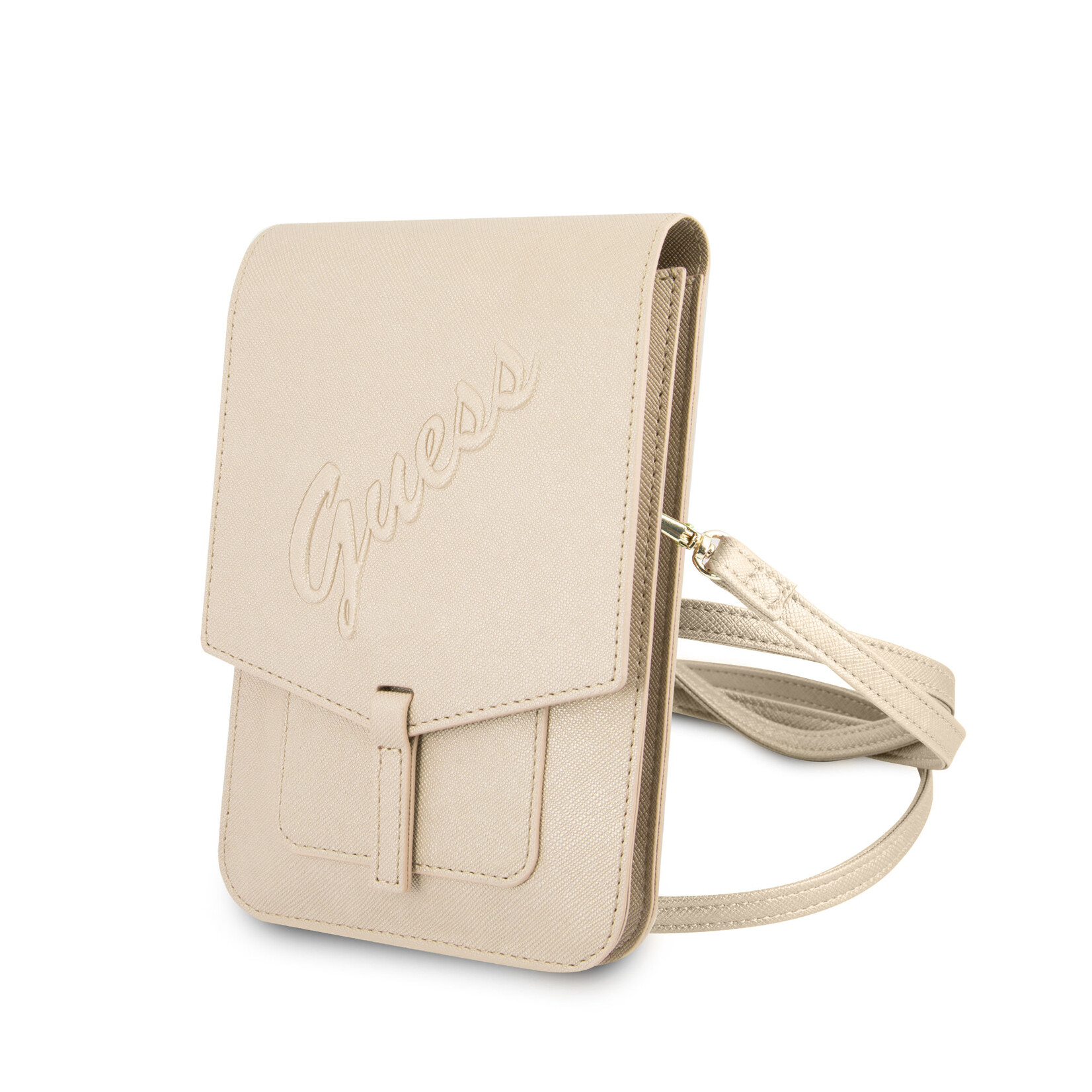 Guess Guess 7 inch Telefoontas - Wallet Bag - Goud - Saffiano Leather