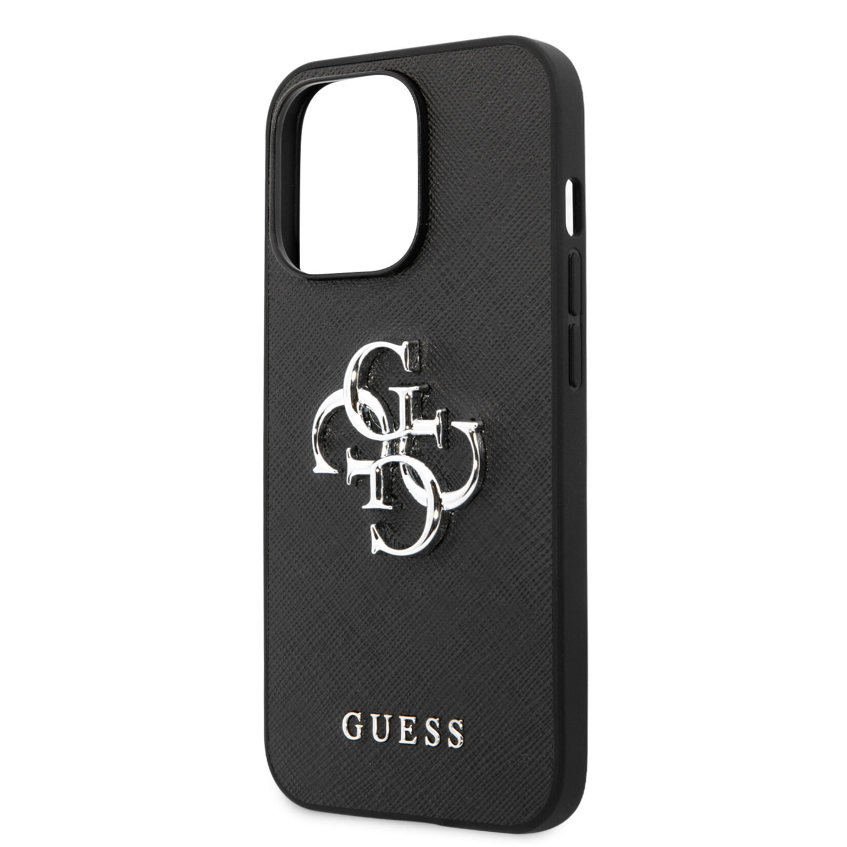 Guess Zwart hoesje van Guess - Hardcase Backcover - iPhone 13 Pro - Saffiano PU - Big 4G Logo
