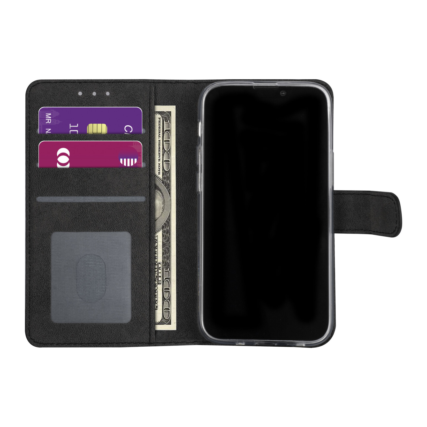 Zwart hoesje voor iPhone 13 Mini - Booktype - Pasjeshouder - Magneetsluiting