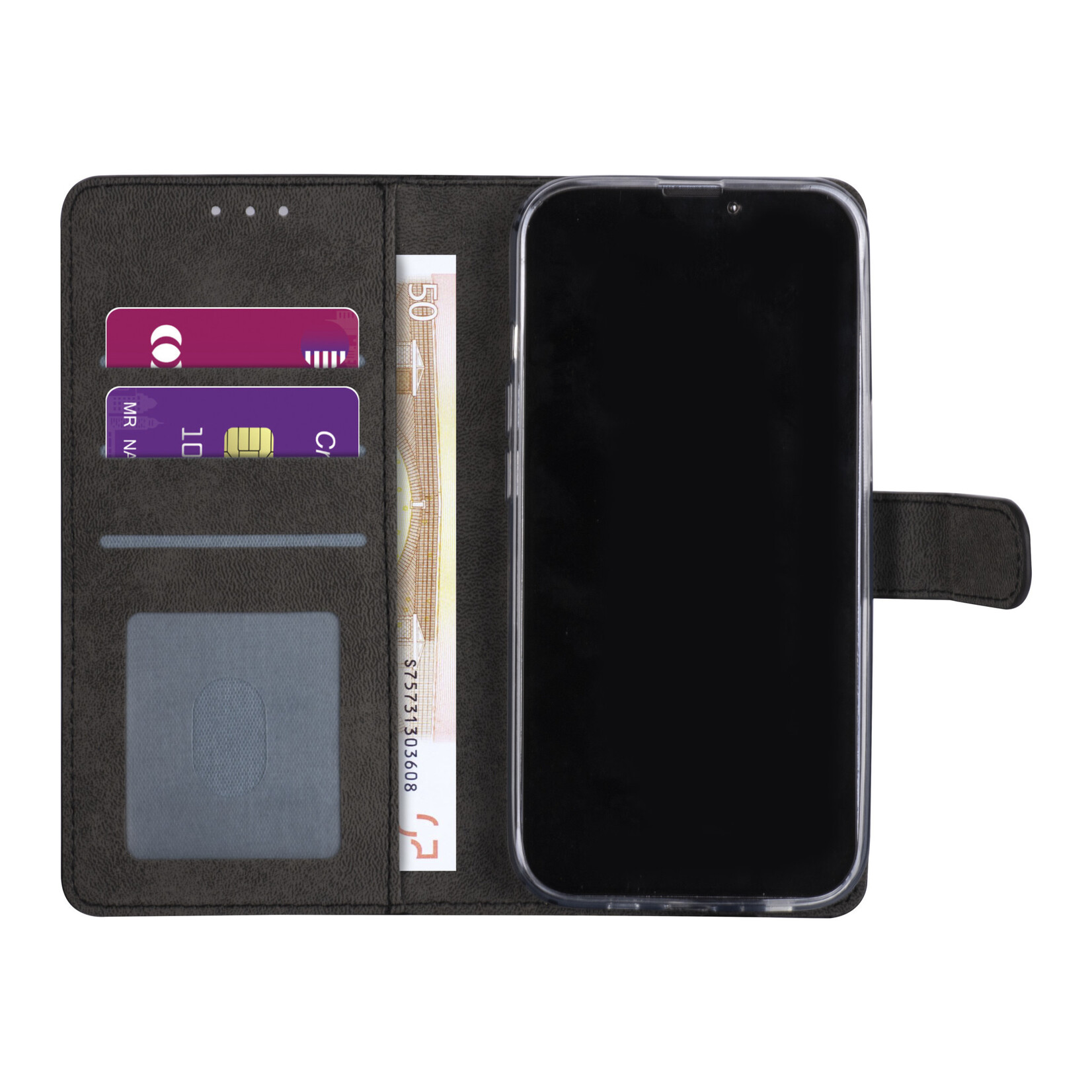 Zwart hoesje voor iPhone 13 - Booktype - Pasjeshouder - Magneetsluiting