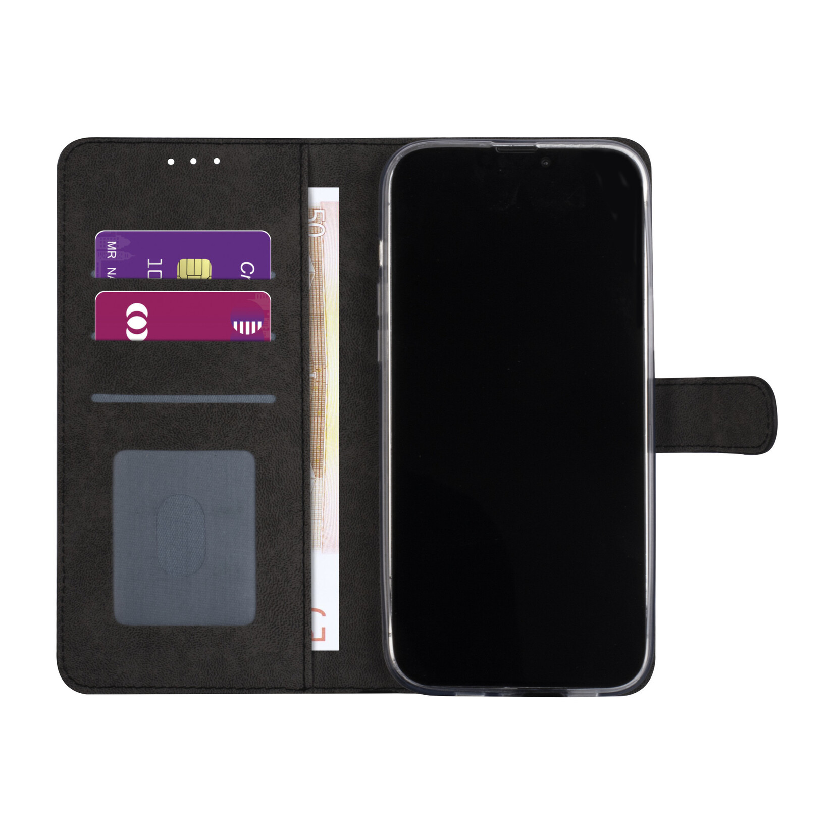 Zwart hoesje voor iPhone 13 Pro Max - Booktype - Pasjeshouder - Magneetsluiting