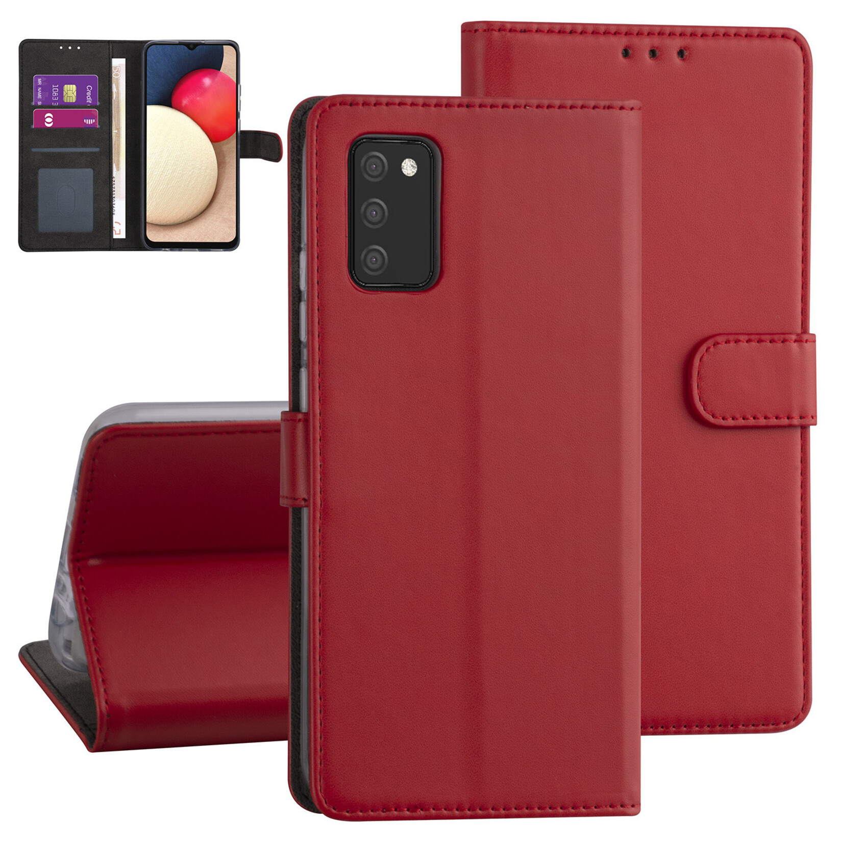 Rood hoesje voor de Samsung Galaxy A02s - Booktype - Pasjeshouder - Magneetsluiting