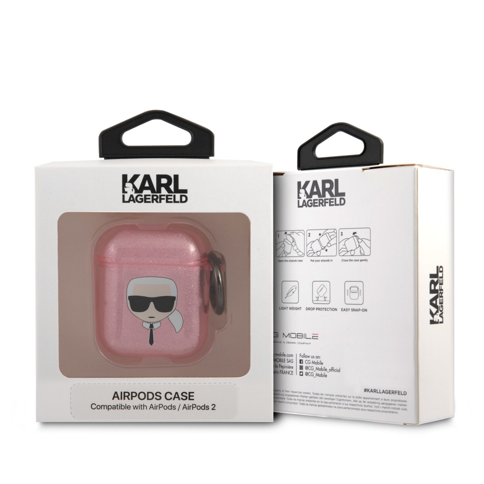 Karl Lagerfeld Karl Lagerfeld Airpods - Airpods 2 Case - Glitter - Karl - Roze