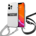 Guess Transparant hoesje van Guess - Hardcase Backcover - iPhone 13 Pro - 4G Grey Stripe - Crossbody