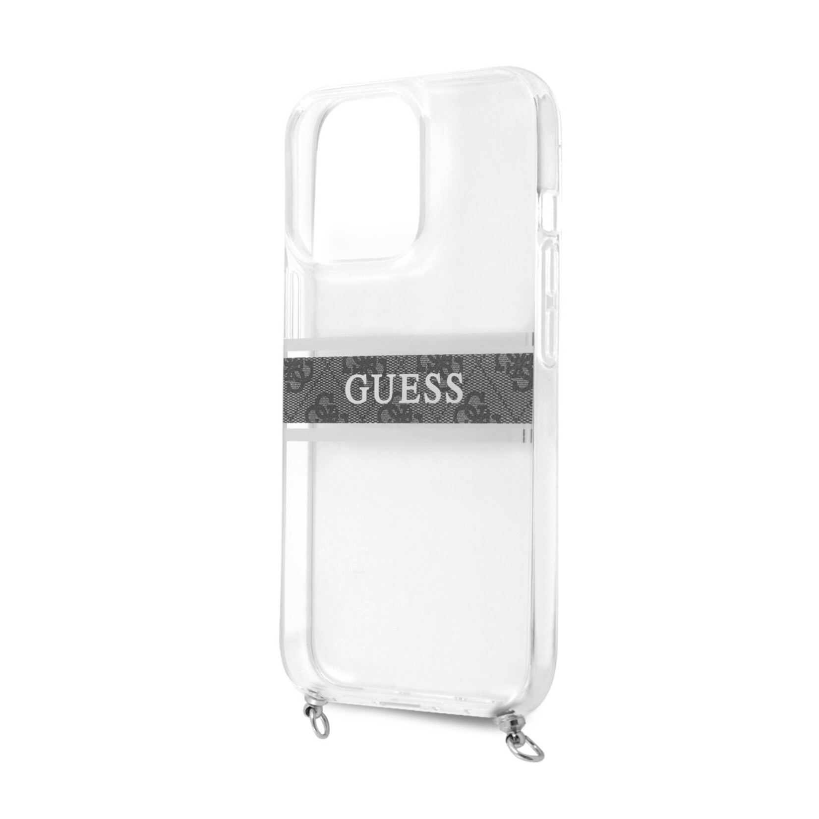 Guess Transparant hoesje van Guess - Hardcase Backcover - iPhone 13 Pro - 4G Grey Stripe - Crossbody