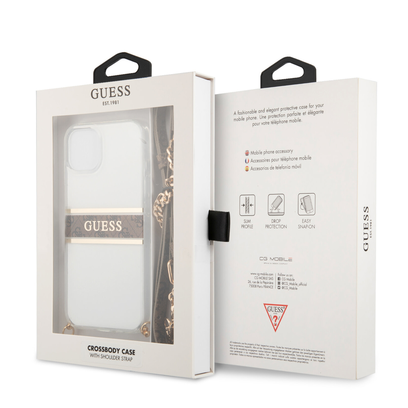 Guess Guess Transparante Back Cover Telefoonhoesje voor Apple iPhone 13 Mini - PC & TPU materiaal - Bescherming & Stijl.