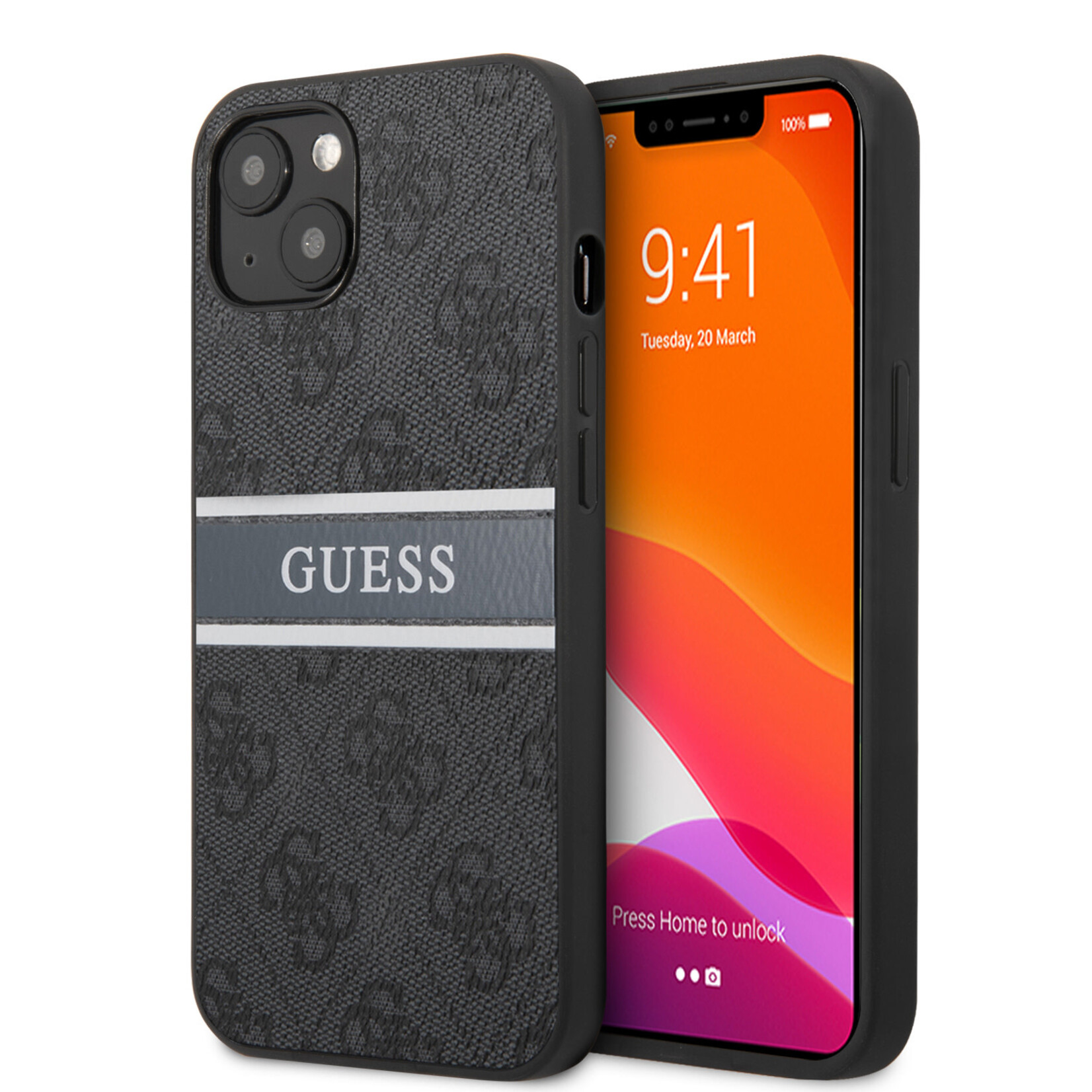 Guess Guess Telefoonhoesje Apple iPhone 13 Mini, Kleur: Grijs/Zwart, PU Materiaal, Back Cover Bescherming.