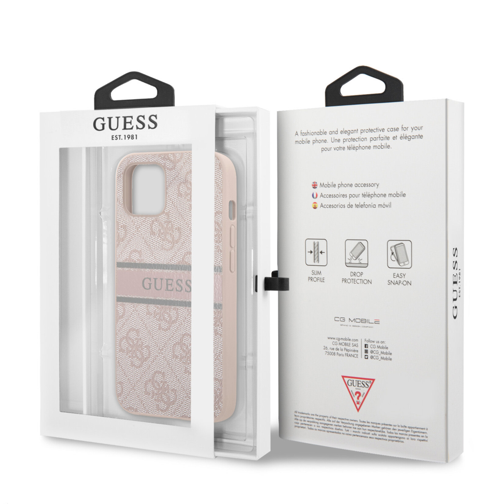 Guess Guess iPhone 13 Back Cover Telefoonhoesje - Roze, PU Materiaal, Bescherming & Stijl