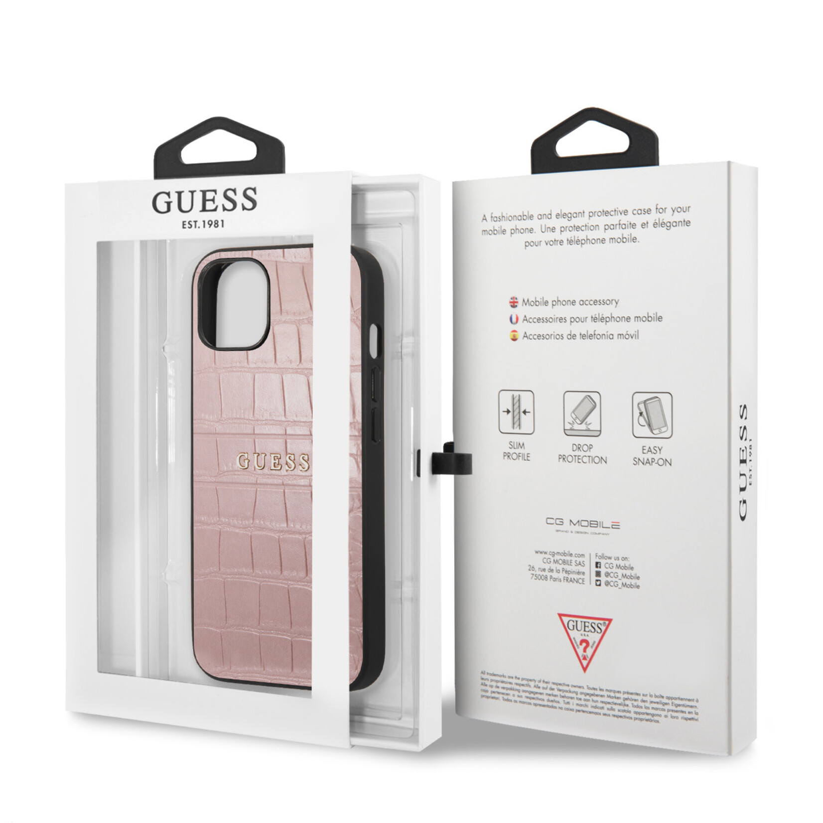 Guess Guess iPhone 13 Mini Back Cover Telefoonhoesje - Roze - Bescherm je Telefoon met PU Materiaal