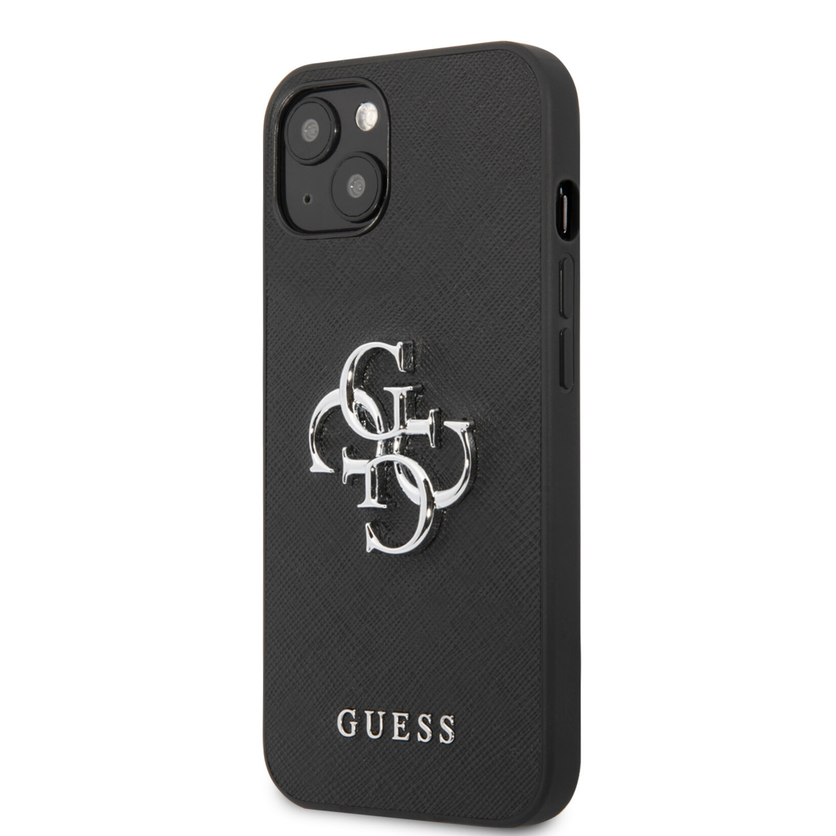 Guess Guess iPhone 13 Mini Back Cover Telefoonhoesje - Luxe PU Saffiano, Beschermt tegen Kras en Stof, Zwart