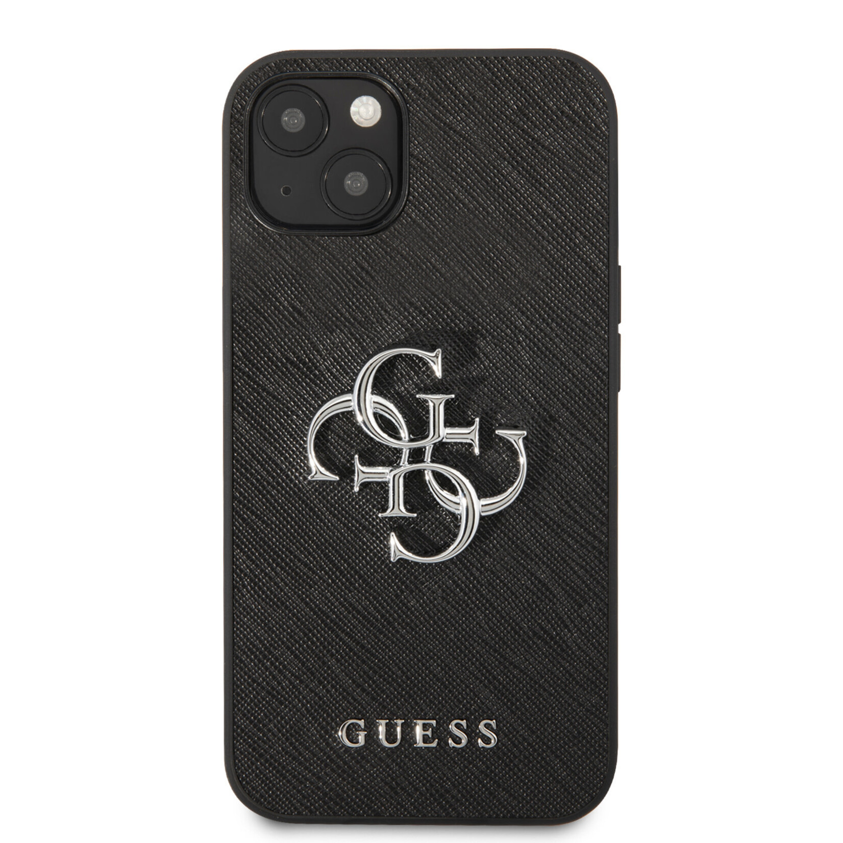 Guess Guess iPhone 13 Mini Back Cover Telefoonhoesje - Luxe PU Saffiano, Beschermt tegen Kras en Stof, Zwart