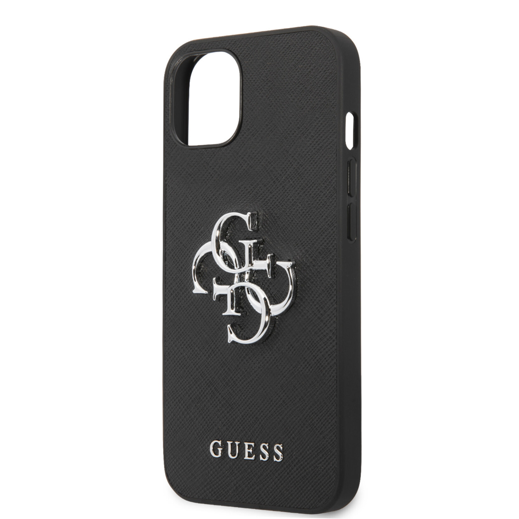 Guess Guess iPhone 13 Mini Back Cover Telefoonhoesje - Luxe PU Saffiano, Beschermt tegen Kras en Stof, Zwart