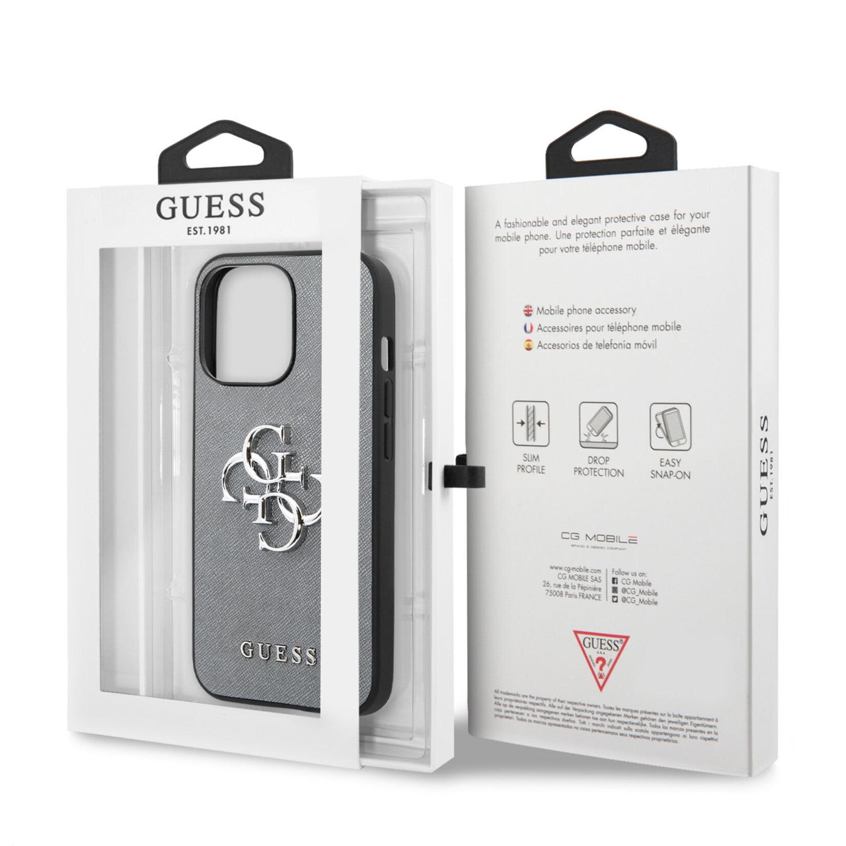 Guess Grijs hoesje van Guess - Hardcase Backcover - iPhone 13 Mini - Big 4G Logo