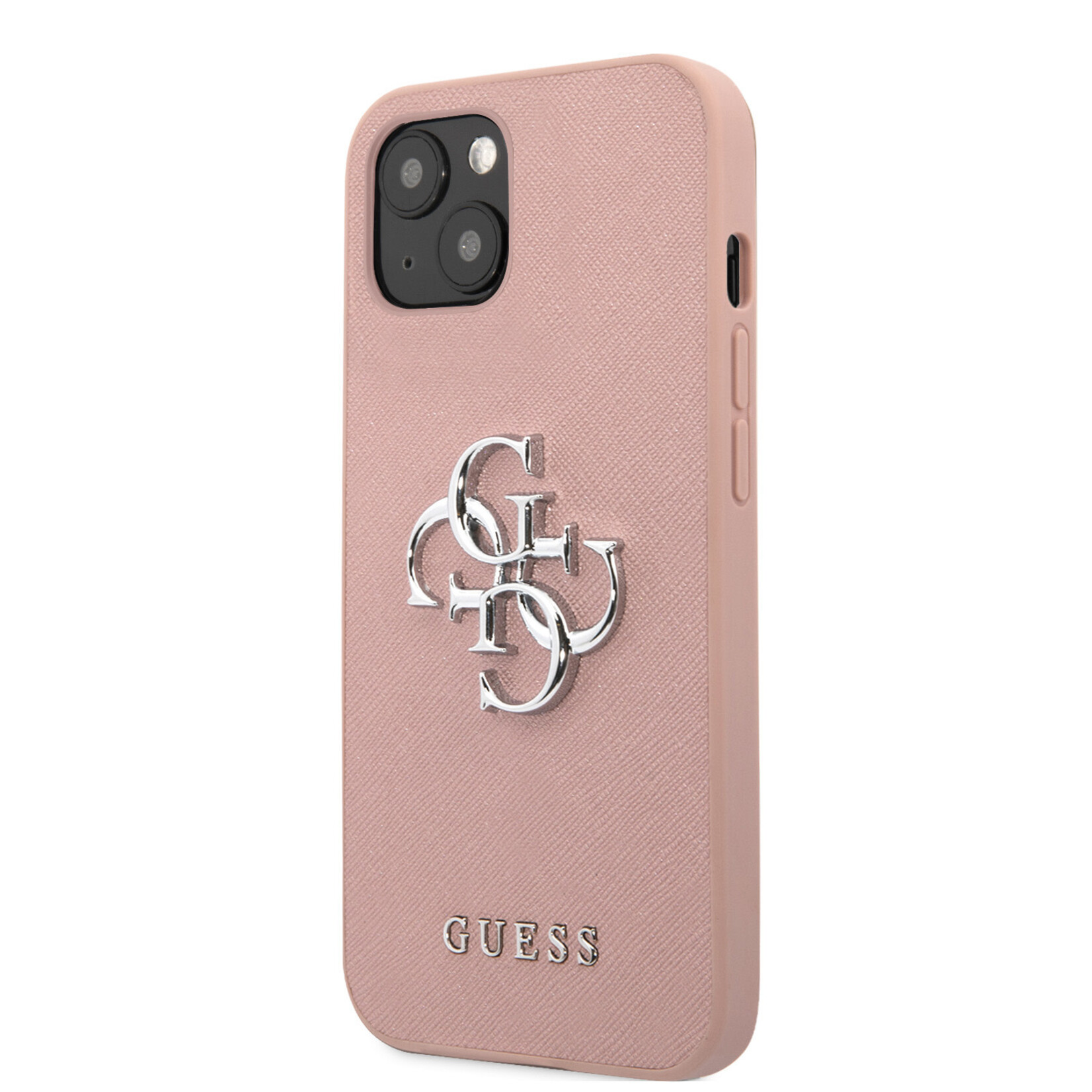 Guess Guess iPhone 13 Mini Back Cover Hoesje - Pu Saffiano Roze - Bescherming Telefoon