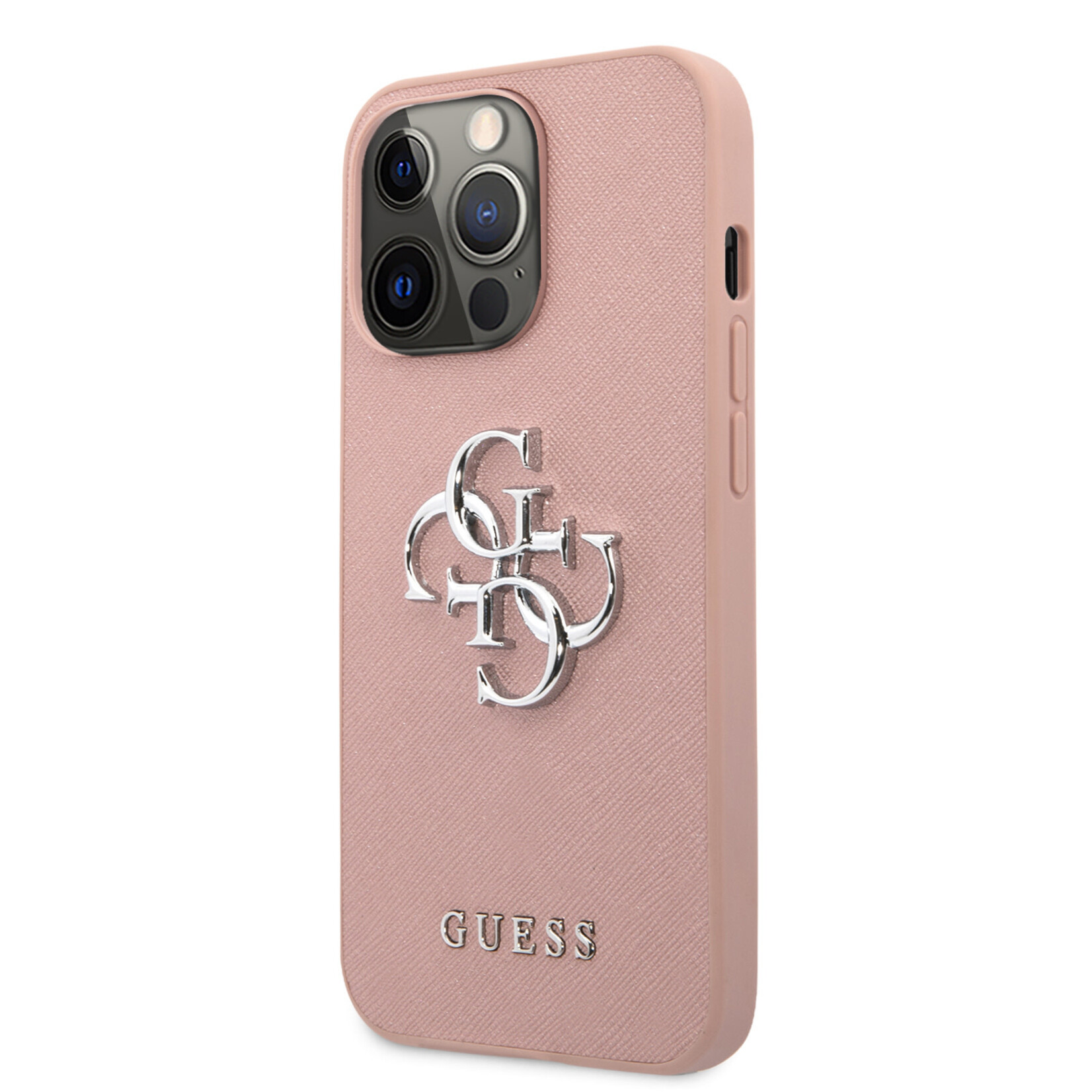 Guess Guess iPhone 13 Pro Back Cover Hoesje - Pu Saffiano, Roze - Bescherm je Telefoon!