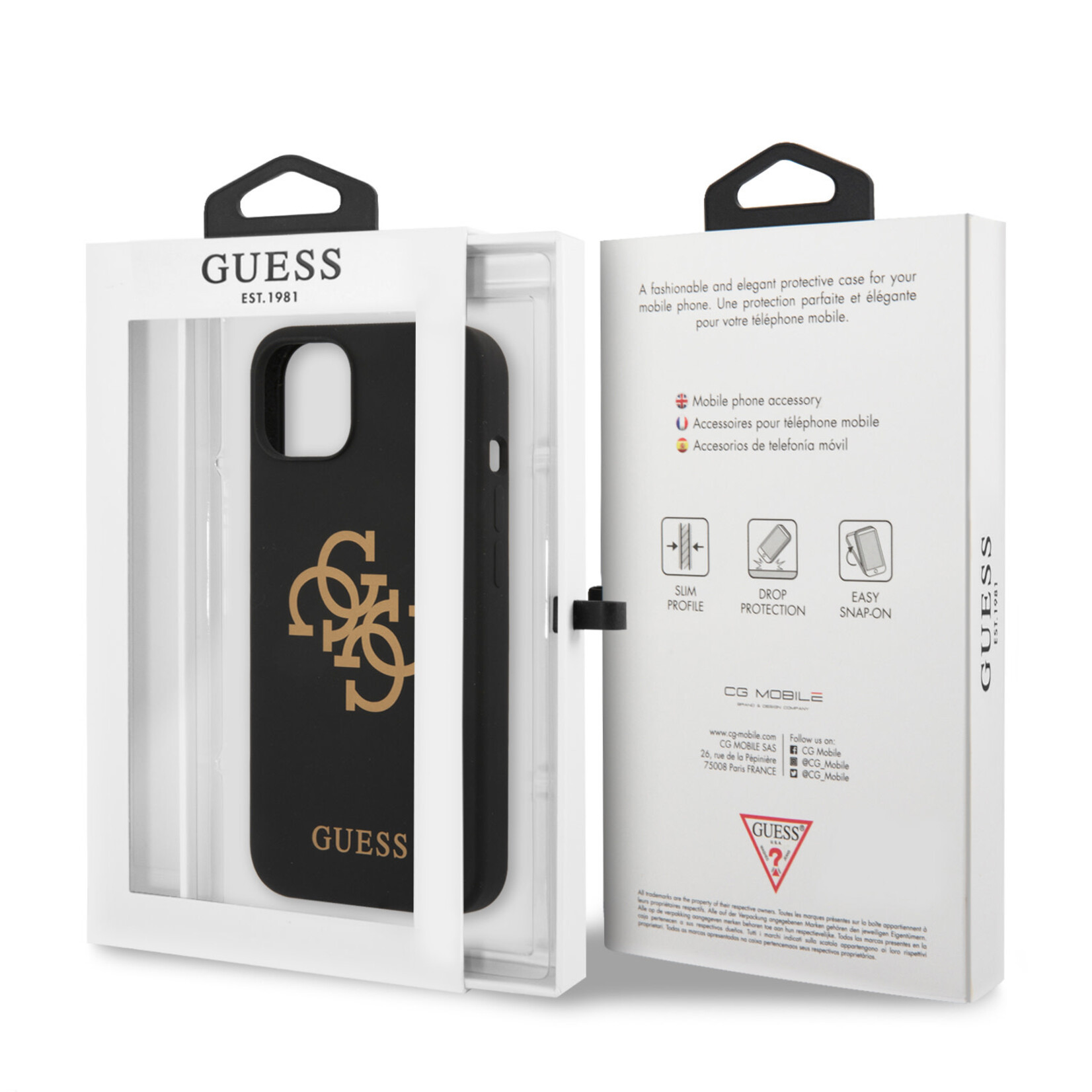 Guess Guess Telefoonhoesje voor Apple iPhone 13 Mini - Kleur: Zwart - Back Cover - Beschermend Silicone Materiaal