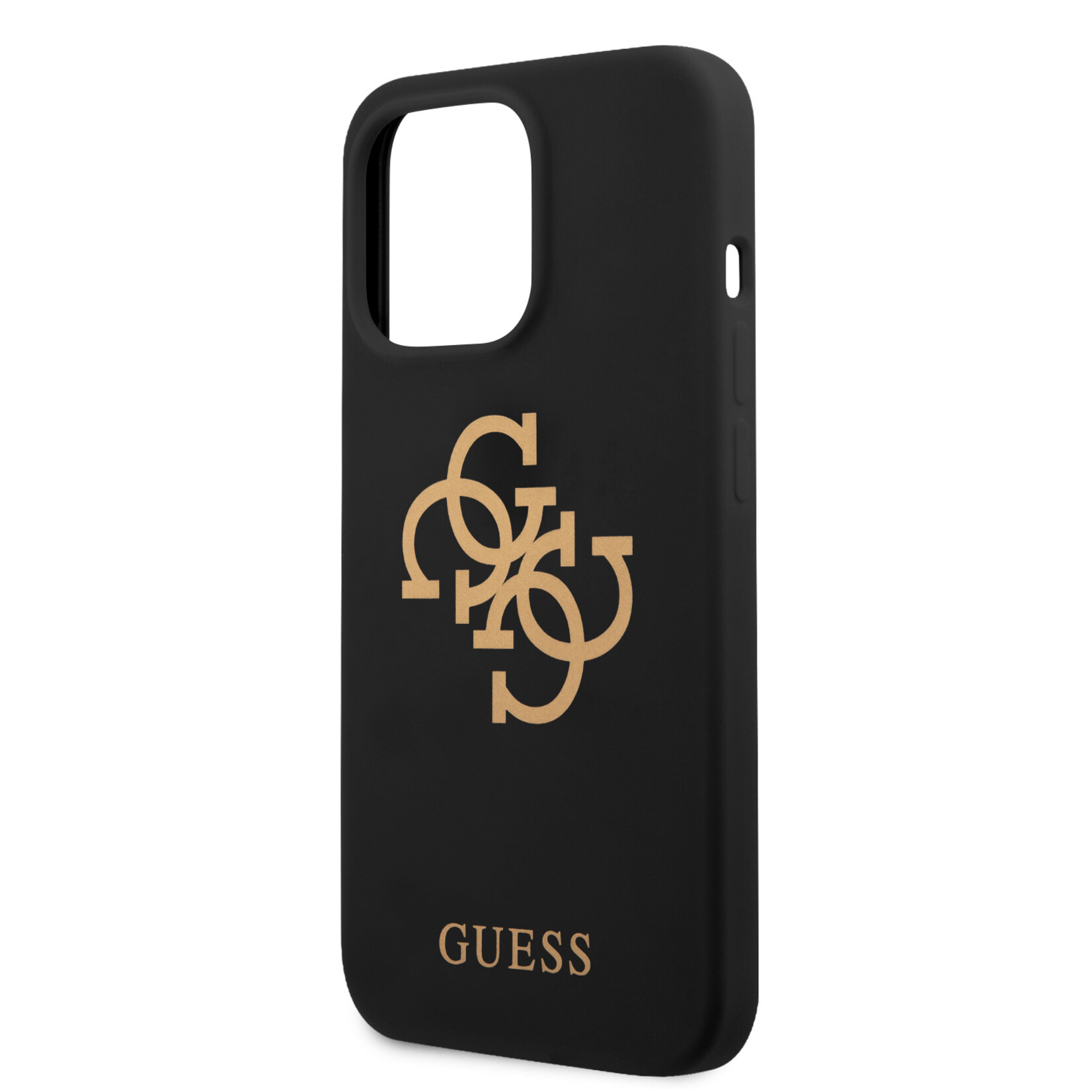 Guess Zwart hoesje van Guess - Hardcase Backcover - iPhone 13 Pro - Gold 4G Logo