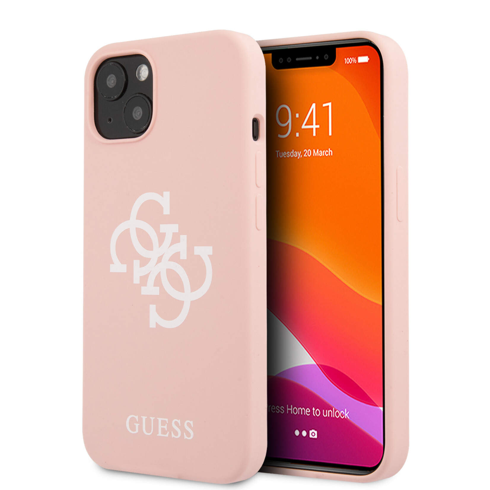 Guess Guess Silicone Back Cover voor Apple iPhone 13 Mini - Bescherm je Telefoon met Roze Hoesje - Bescherm je Telefoon met Bescherming.