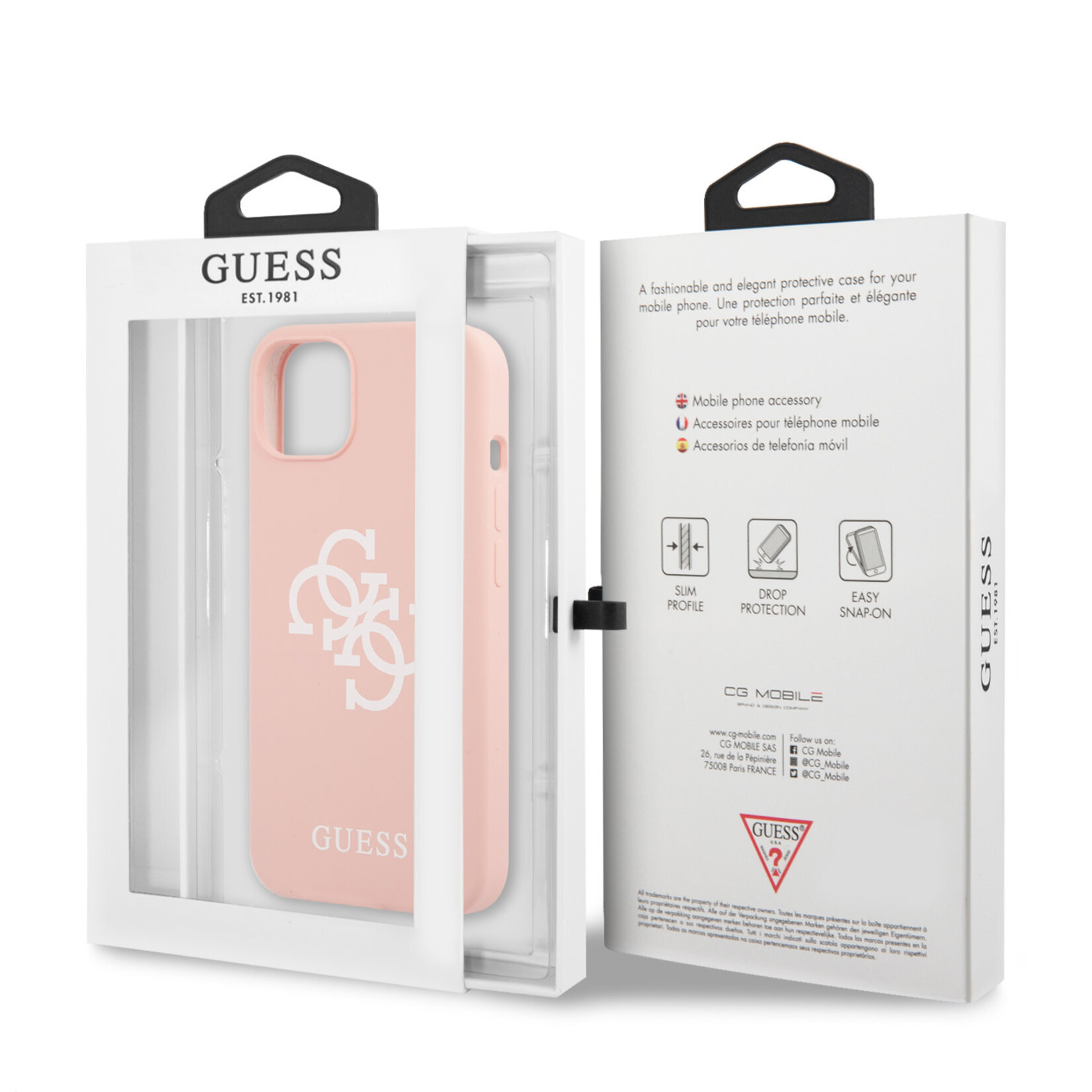 Guess Guess Silicone Back Cover voor Apple iPhone 13 Mini - Bescherm je Telefoon met Roze Hoesje - Bescherm je Telefoon met Bescherming.