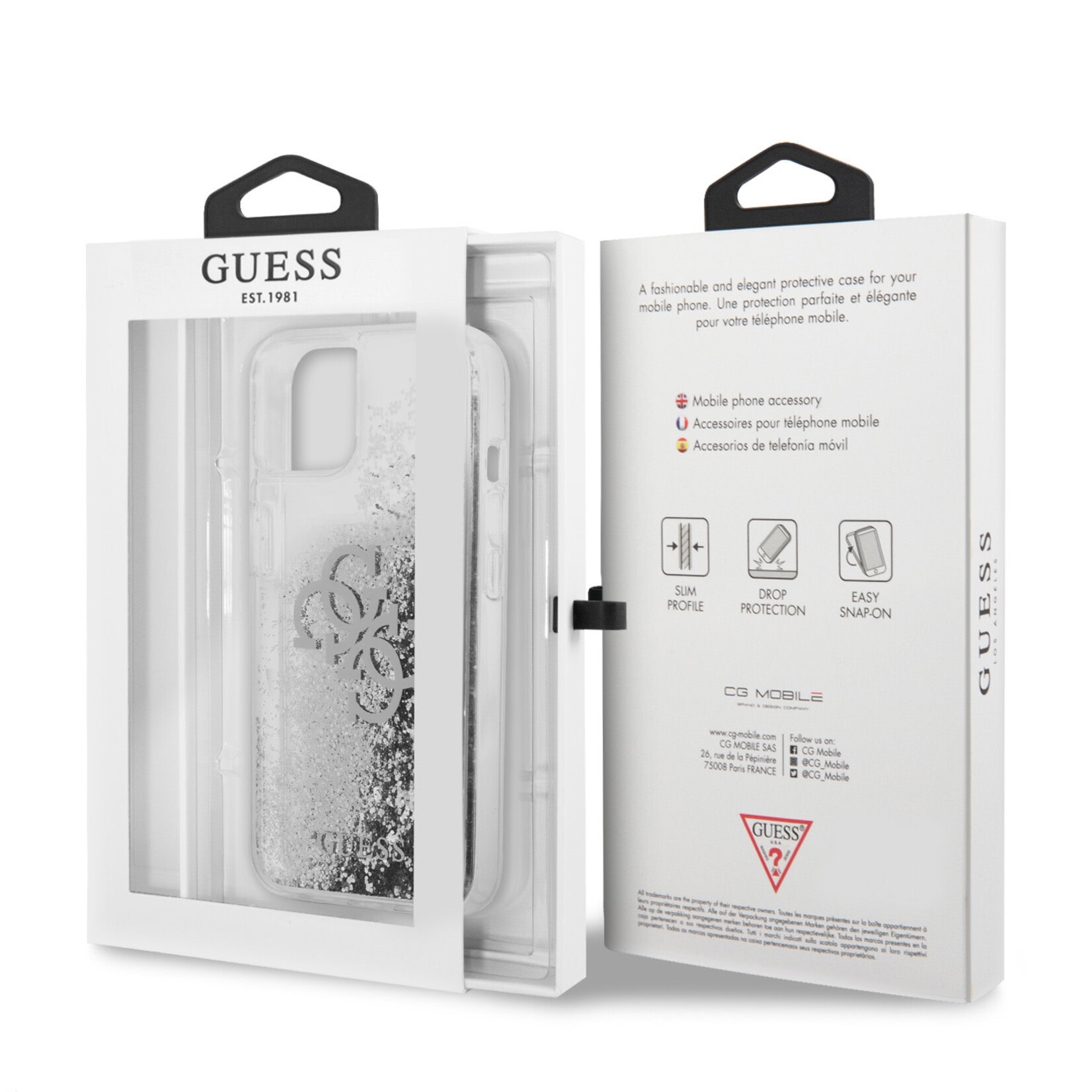 Guess GUESS TPU Smartphonehoesje voor Apple iPhone 13 Mini: Zilver, Transparant, Bescherming van Telefoon