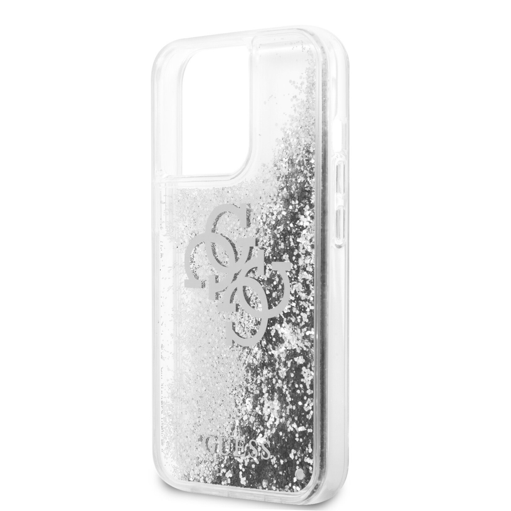 Guess GUESS Telefoonhoesje voor Apple iPhone 13 Pro - Transparant Zilver, TPU-materiaal, Beschermt je Telefoon.