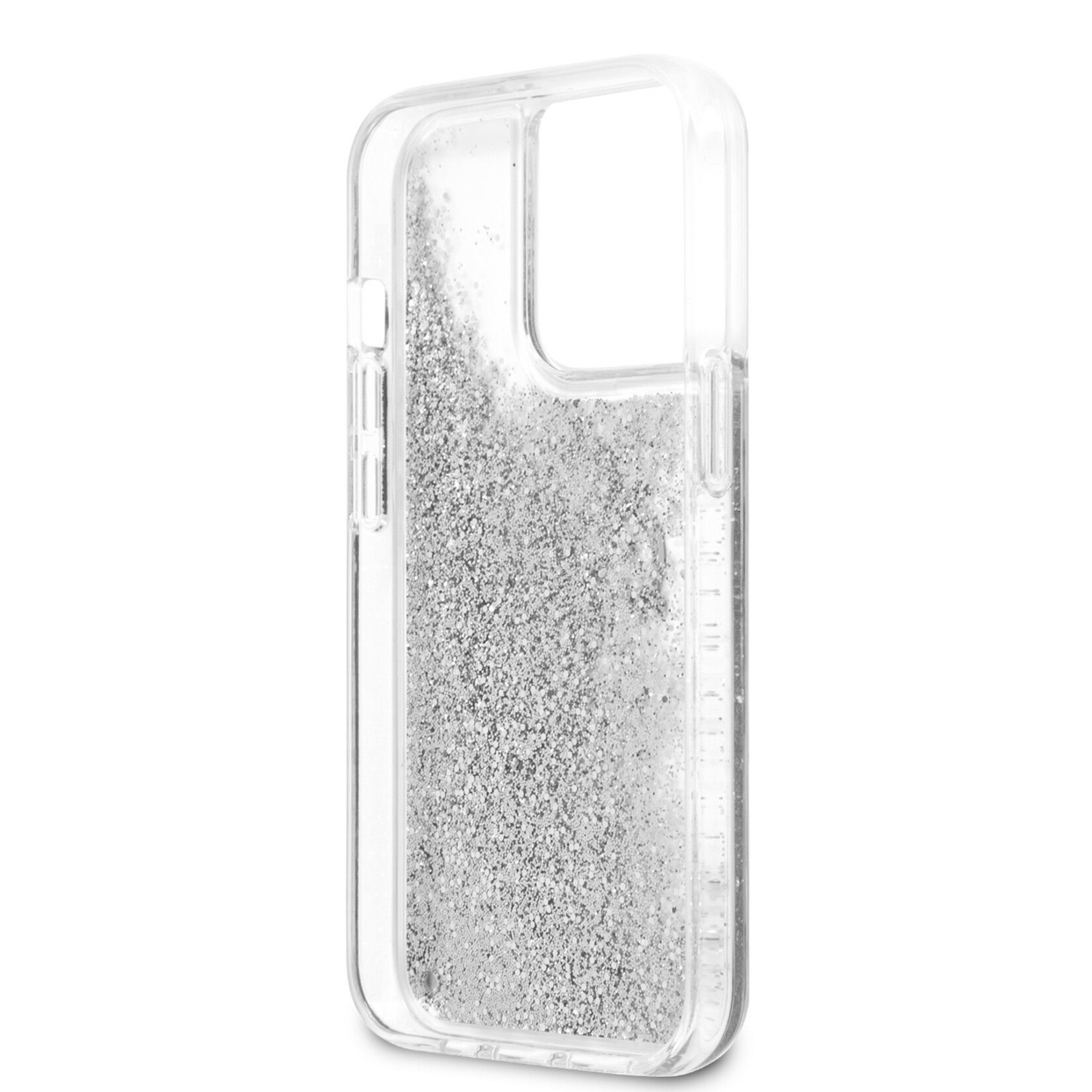 Guess GUESS Telefoonhoesje voor Apple iPhone 13 Pro - Transparant Zilver, TPU-materiaal, Beschermt je Telefoon.