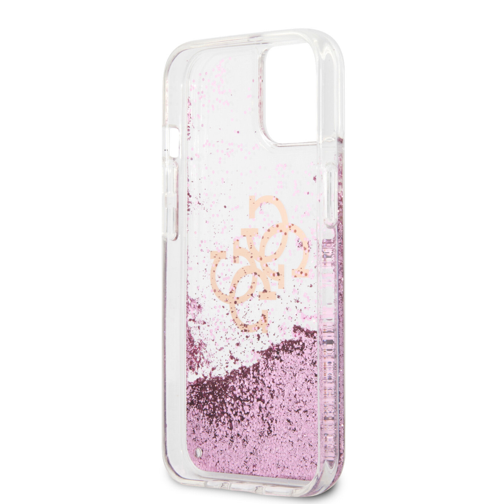 Guess Guess iPhone 13 Mini Telefoonhoesje – Roze Transparant, TPU-materiaal, Bescherming van Telefoon.