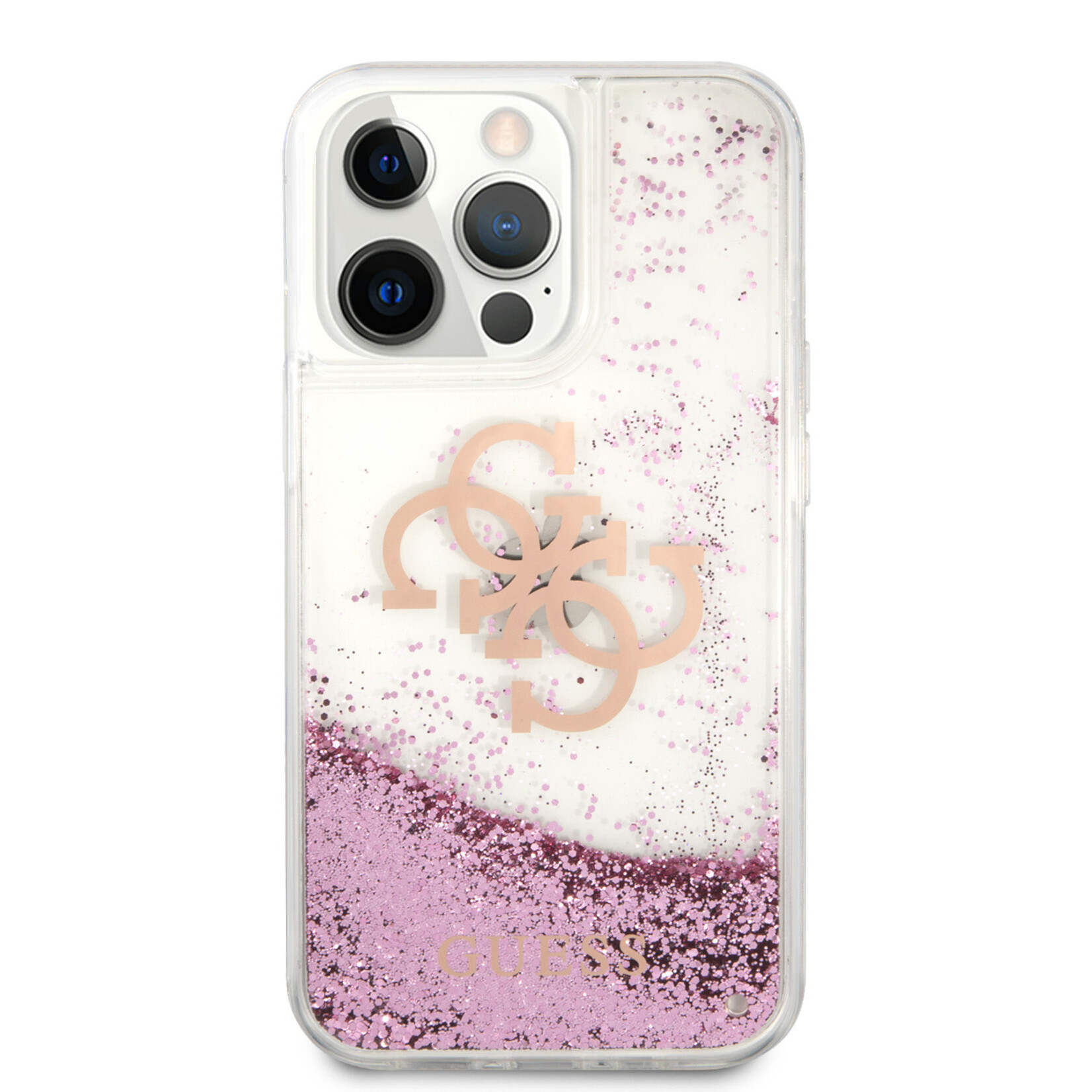 Guess GUESSE iPhone 13 Pro Hoesje - Transparante Roze TPU Back Cover - Bescherm uw Smartphone met Stijl & Comfort