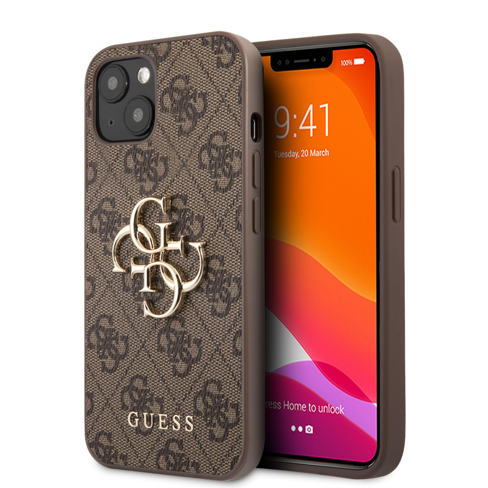 Guess GUESS Telefoonhoesje voor Apple iPhone 13 Mini - Beschermende PU-Back Cover - Bruin