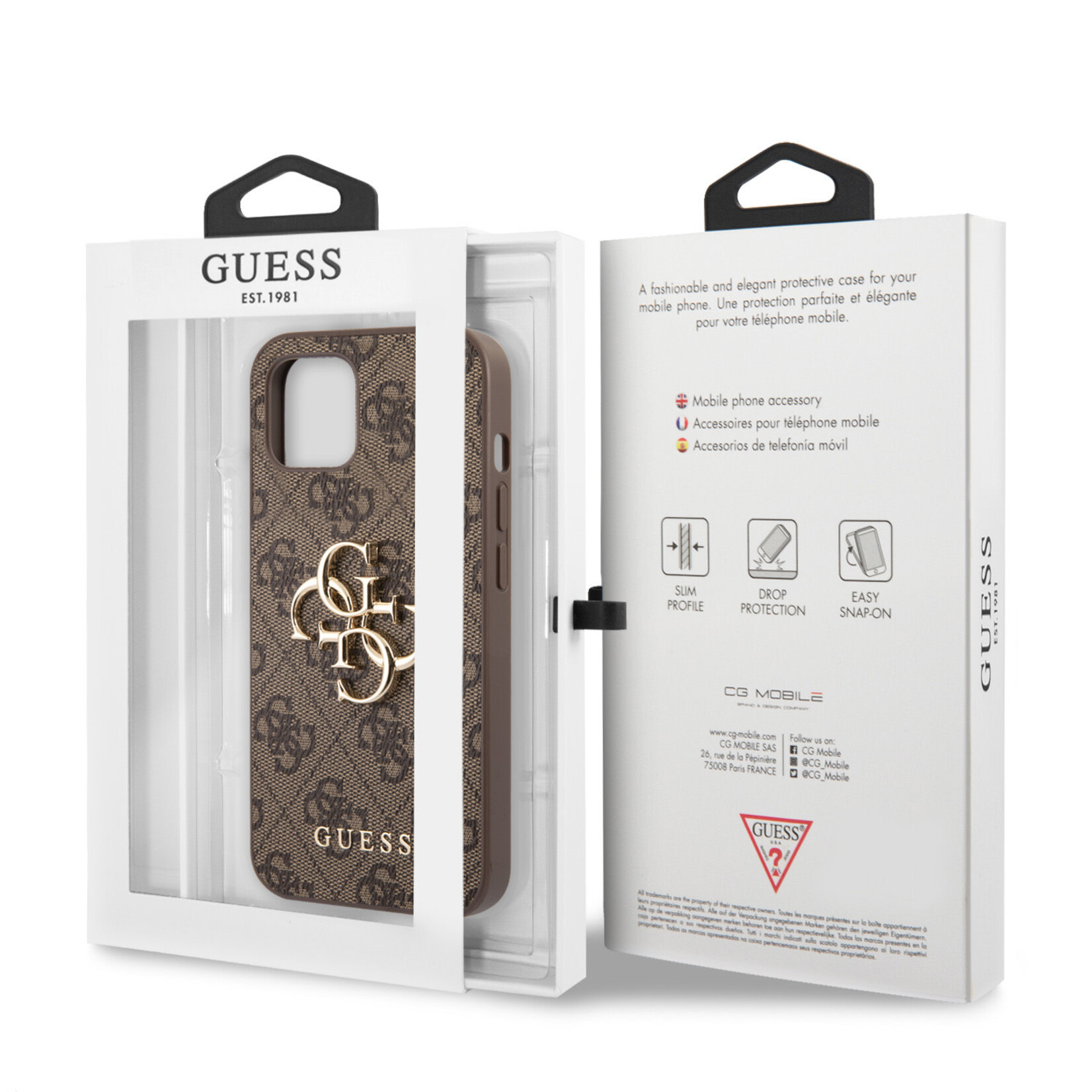 Guess Guess PU Back Cover Telefoonhoesje voor Apple iPhone 13 - Bescherm je Telefoon tegen Krasjes & Stoten - Bruin