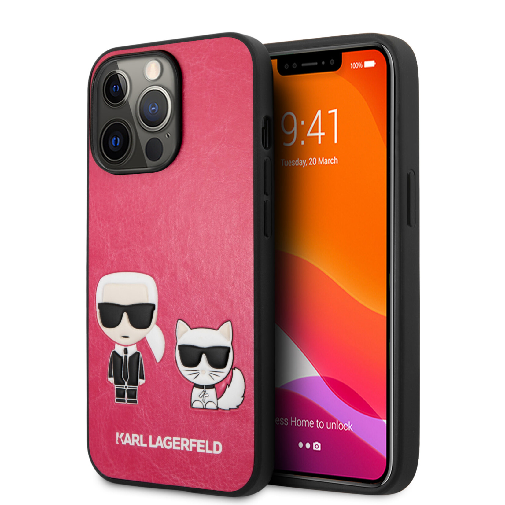 Karl Lagerfeld Karl Lagerfeld Apple iPhone 13 Pro Pu Back Cover Telefoonhoesje - Roze, Beschermende Cover voor Smartphone