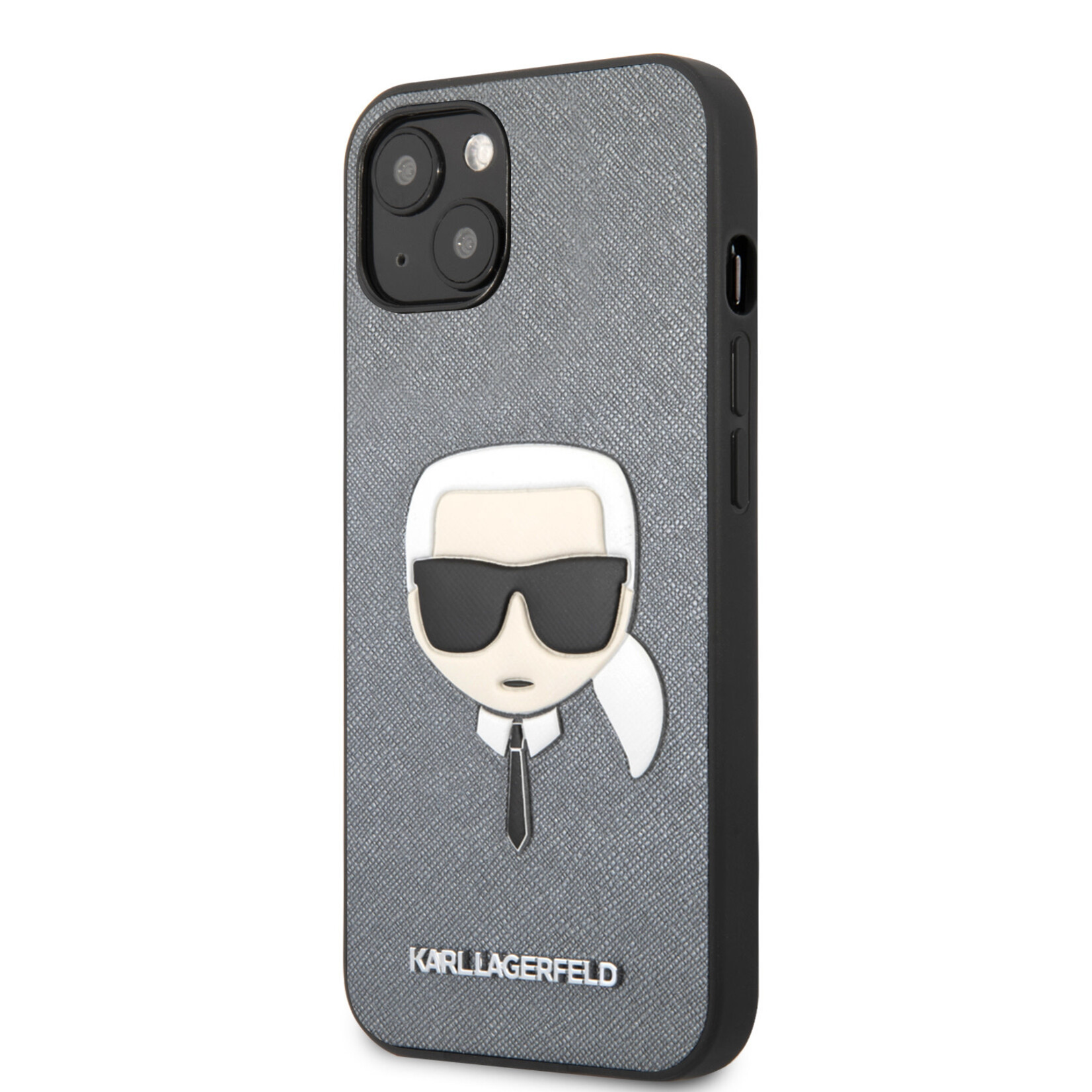 Karl Lagerfeld Karl Lagerfeld Telefoonhoesje voor Apple iPhone 13 - Zilver, PU-materiaal, Back Cover, Bescherming