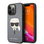 Karl Lagerfeld Karl Lagerfeld Telefoonhoesje voor Apple iPhone 13 Pro - Zilver Pu-materiaal met Back Cover Bescherming