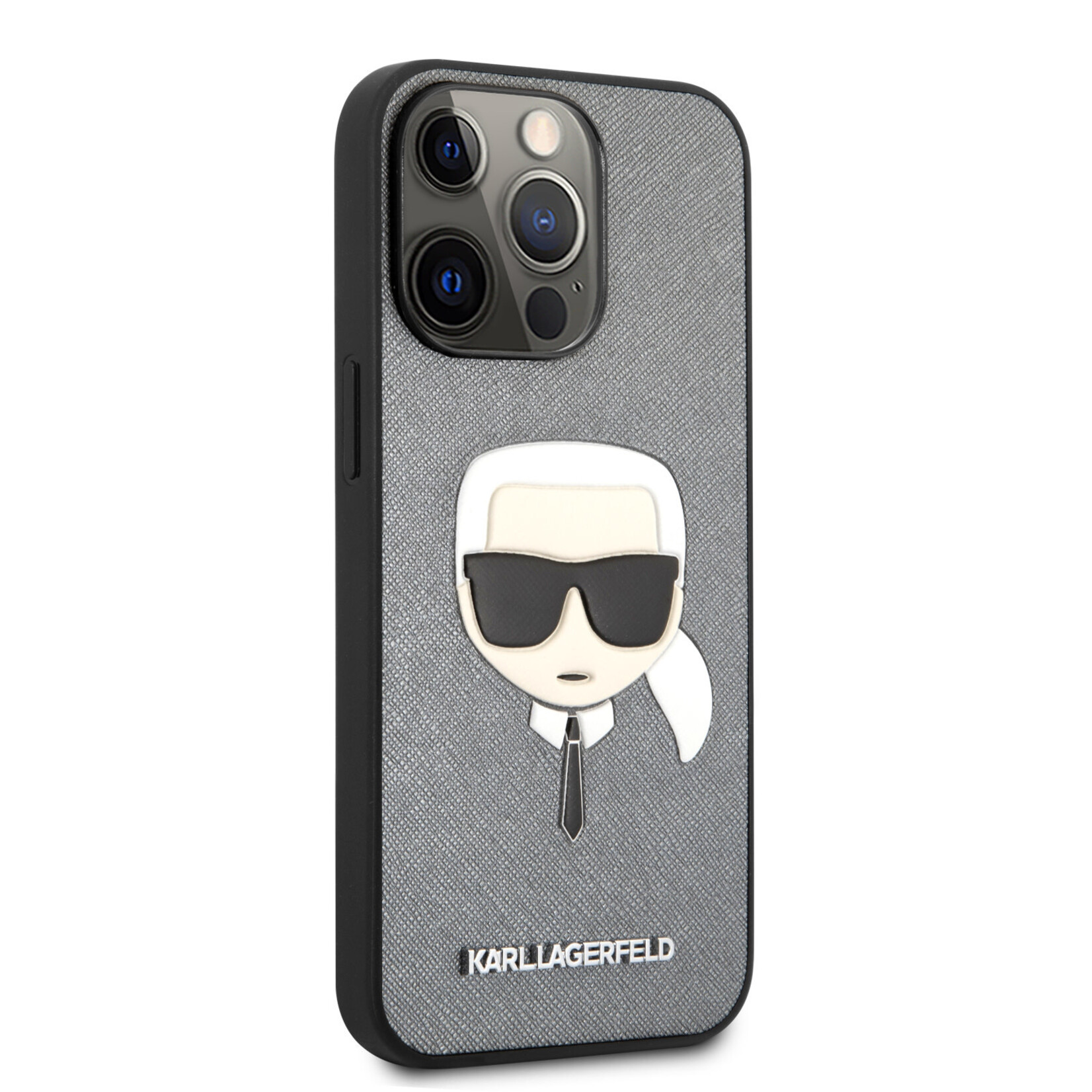 Karl Lagerfeld Karl Lagerfeld Telefoonhoesje voor Apple iPhone 13 Pro - Zilver Pu-materiaal met Back Cover Bescherming