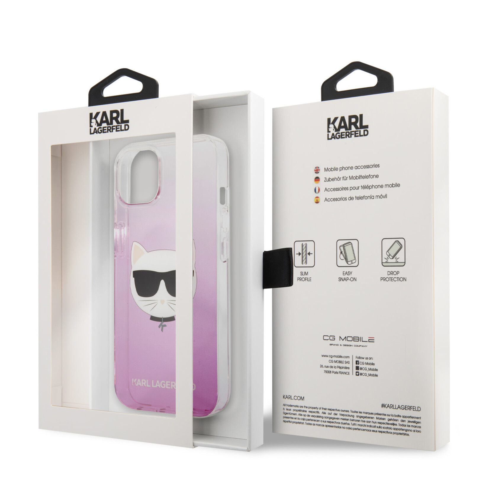 Karl Lagerfeld Roze hoesje van Karl Lagerfeld - Hardcase Backcover - iPhone 13 Mini - Choupette