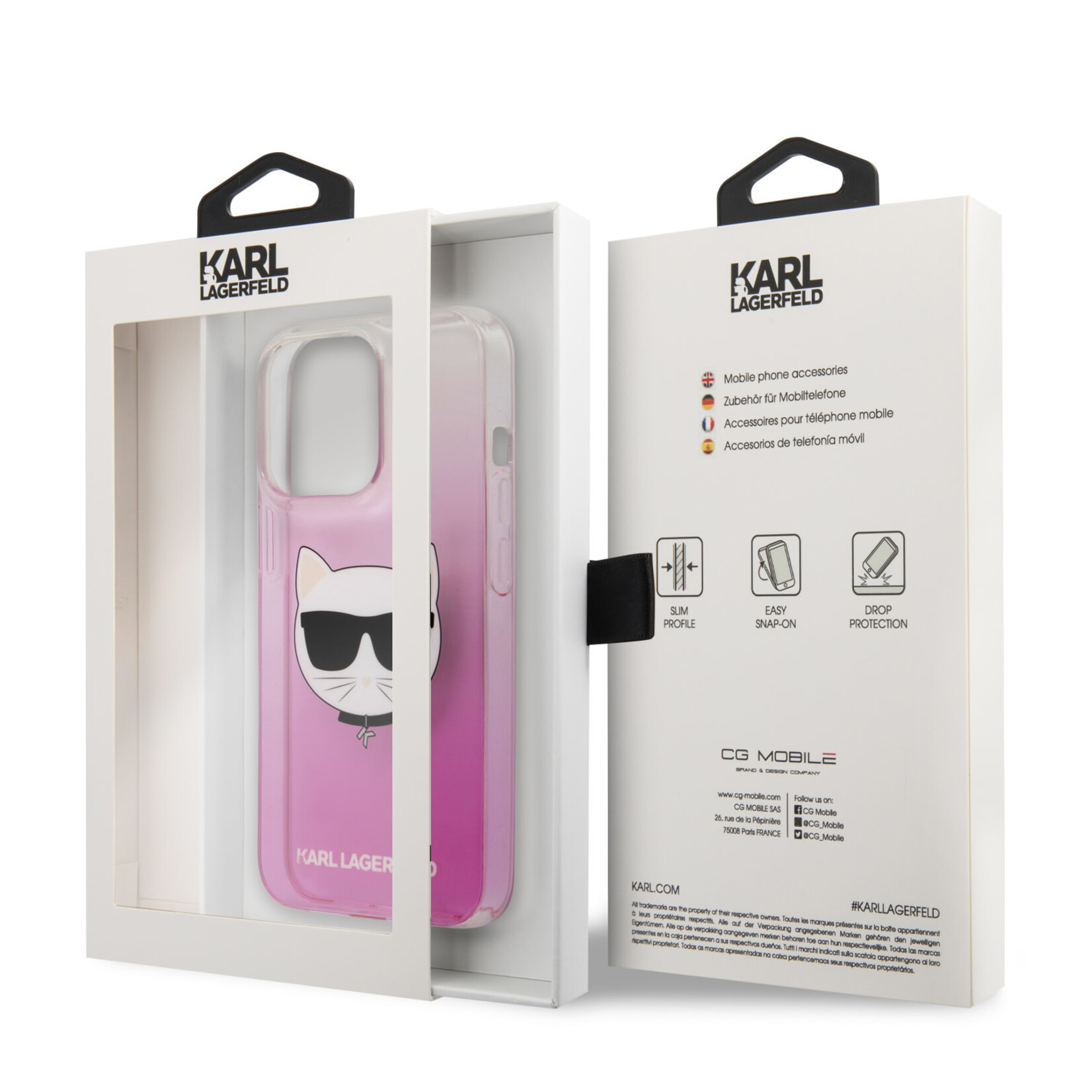 Karl Lagerfeld Karl Lagerfeld Transparant Roze Back Cover Telefoonhoesje voor Apple iPhone 13 Pro – PC & TPU Bescherming.