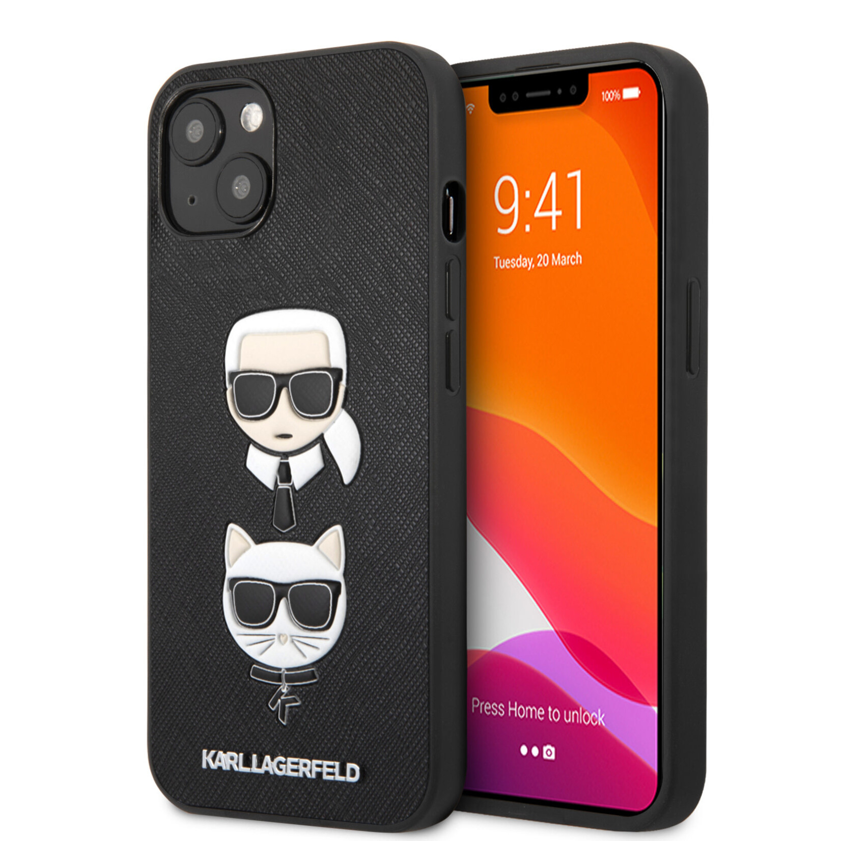 Karl Lagerfeld Karl Lagerfeld Telefoonhoesje voor Apple iPhone 13 Mini - Zwart, PU-materiaal, Back Cover, Bescherming van Telefoon.