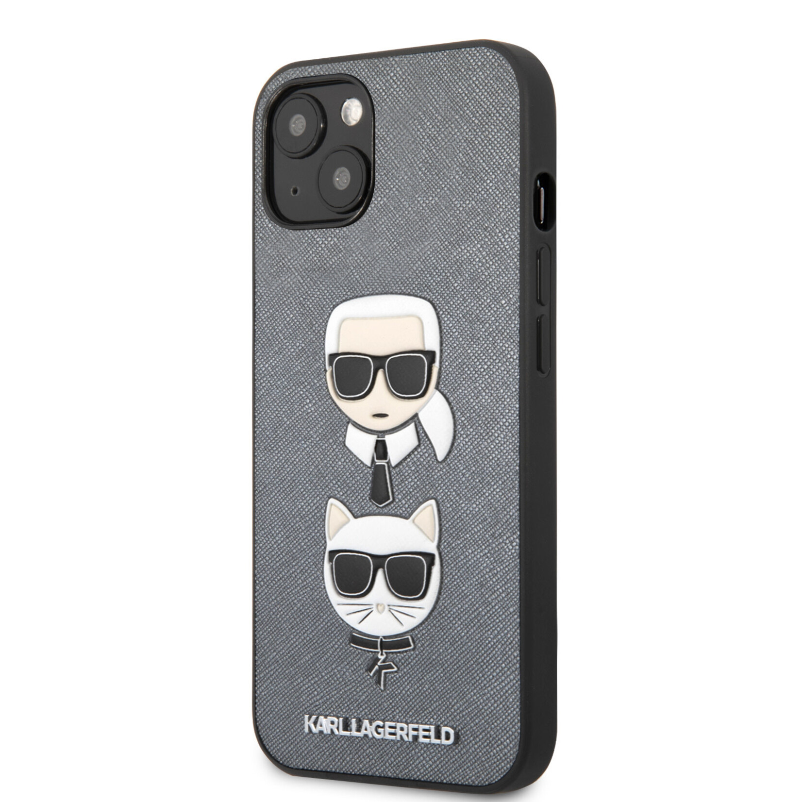 Karl Lagerfeld Karl Lagerfeld iPhone 13 Mini Telefoonhoesje - Zilver, PU-materiaal, Bescherming, Back Cover