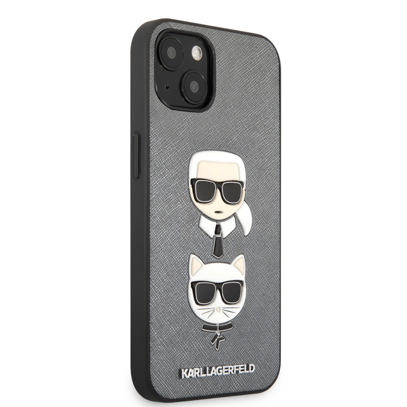 Karl Lagerfeld Karl Lagerfeld iPhone 13 Mini Telefoonhoesje - Zilver, PU-materiaal, Bescherming, Back Cover