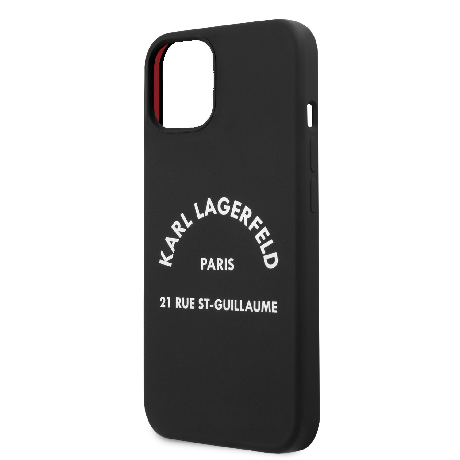 Italiaans Super goed afgewerkt Zwart hoesje van Karl Lagerfeld - Hardcase Backcover - iPhone 13 Mini - RSG  White Logo - XLMobiel.nl